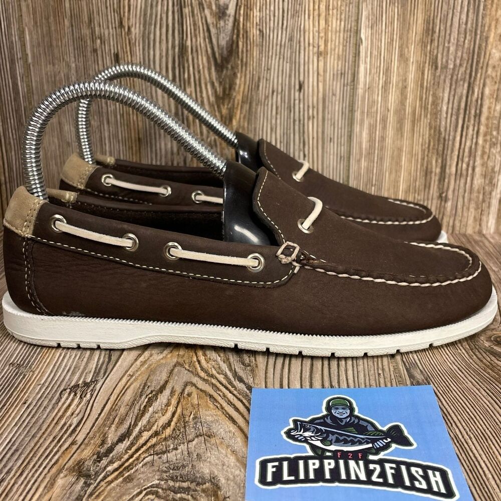 LL Bean Leather Shoes Casual Boat Moccasin Loafers Model 0PX02 Brown Size 7M
